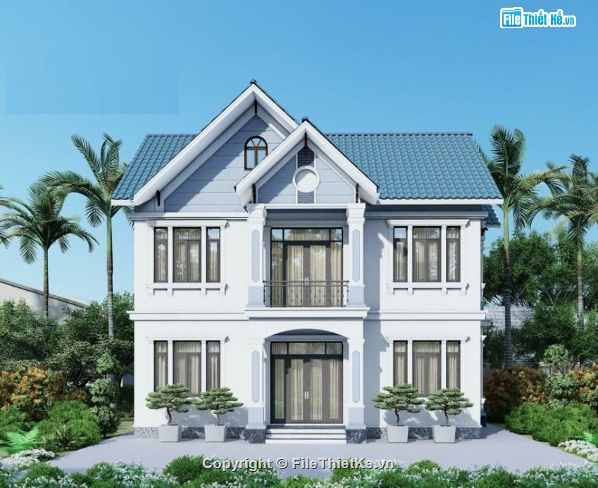 biệt thự 2 tầng,kiến trúc biệt thự,biệt thự mái thái