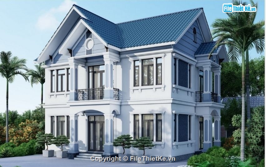 biệt thự 2 tầng,kiến trúc biệt thự,biệt thự mái thái