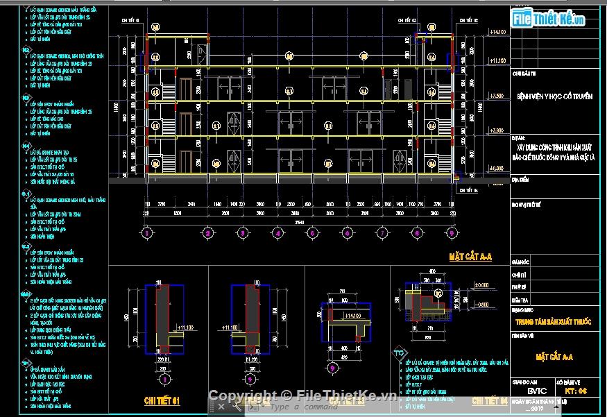 bệnh viện 3 tầng 11.2x31.7m,thiết kế bệnh viện 3 tầng file cad,hồ sơ thi công file autocad bệnh viện