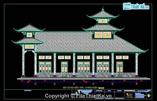 bản vẽ chùa vẽ,bản vẽ thiết kế đình chùa,bản vẽ chùa