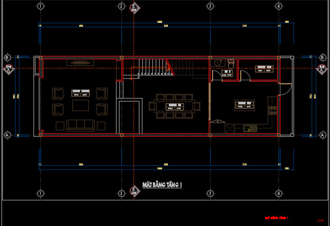 Nhà 4 tầng hiện đại,nhà 4 tầng 6x18m,kiến trúc nhà 4 tầng,file cad nhà 4 tầng