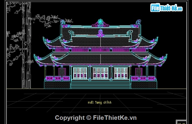 thiết kế chùa,bản vẽ nhà chính điện,bản vẽ chùa