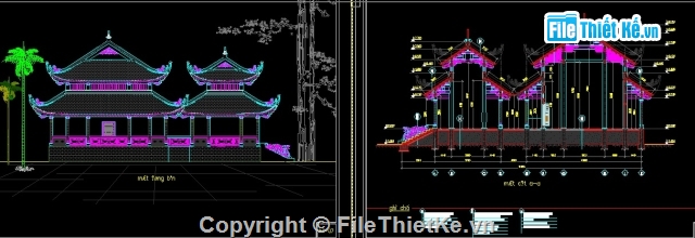 thiết kế chùa,bản vẽ nhà chính điện,bản vẽ chùa