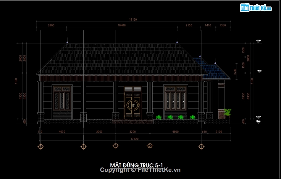 Biệt thự 1 tầng mái Nhật,File cad biệt thự 1 tầng,Biệt thự 1 tầng 8.7x17m,Bản vẽ biệt thự 1 tầng,Thiết kế biệt thự 1 tầng,Biệt thự 1 tầng file cad