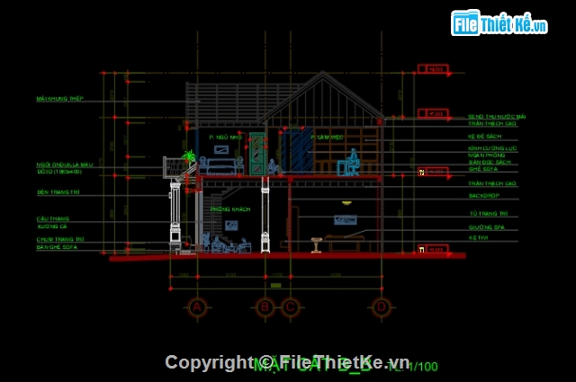 biệt thự 2 tầng 9.7x15.5m,thiết kế biệt thự 2 tầng,mẫu thiết kế 2 tầng mái mái,bản vẽ biệt thự 2 tầng