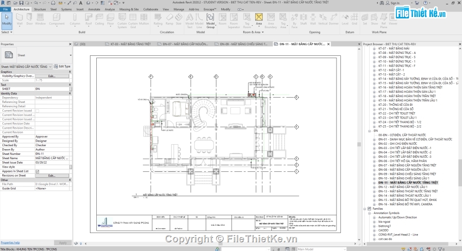 Revit biệt thự 2 tầng,Hồ sơ thiết kế biệt thự mái Thái,revit biệt thự mái thái,Revit biệt thự mái thái 8.5x14m,Biệt thự 2 tầng file revit