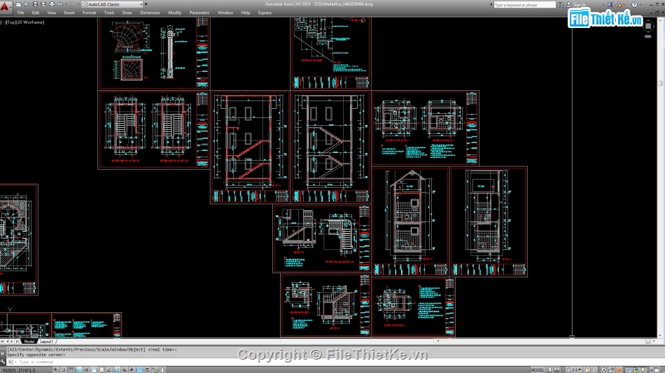 Biệt thự,file cad biệt thự 2 tầng đẹp,biệt thự 3 tầng