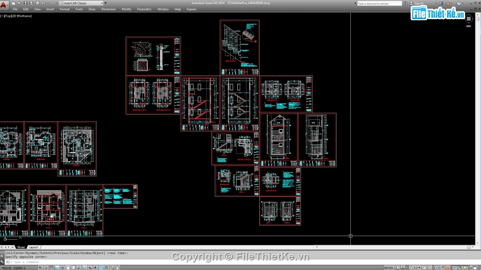 Biệt thự,file cad biệt thự 2 tầng đẹp,biệt thự 3 tầng