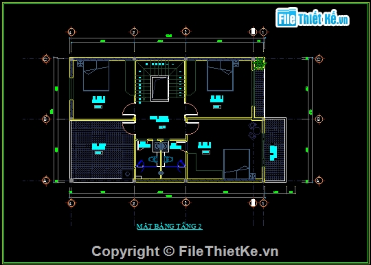 biệt thự 2 tầng,biệt thự 2 tầng hiện đại,Biệt thự 2 tầng 8.7x13.6m,cad biệt thự 2 tầng,bản vẽ autocad biệt thự 2 tầng