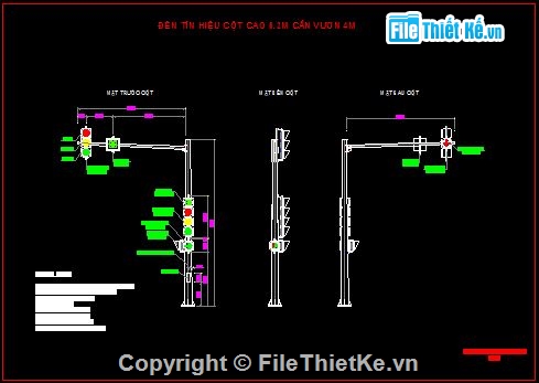 Bản vẽ,giao thông,đèn tín hiệu giao thông,cột đèn tín hiệu giao thông,Bản vẽ thiết kế nút giao