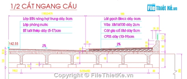 thiết kế cầu,cầu dầm T,T thường,L=12m,bản vẽ cầu dầm t