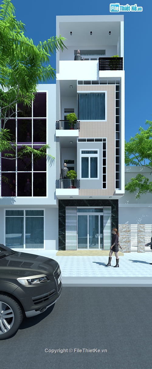 thiết kế nhà ở,nhà 4 tầng,Hồ sơ thiết kế,thiết kế công trình,ngôi nhà xanh
