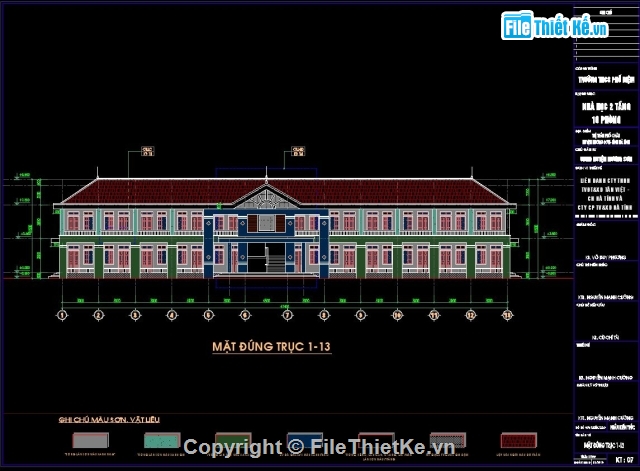 trường học,thi công trường học,bản vẽ trường học,vẽ trường học,Trường học 2 tầng