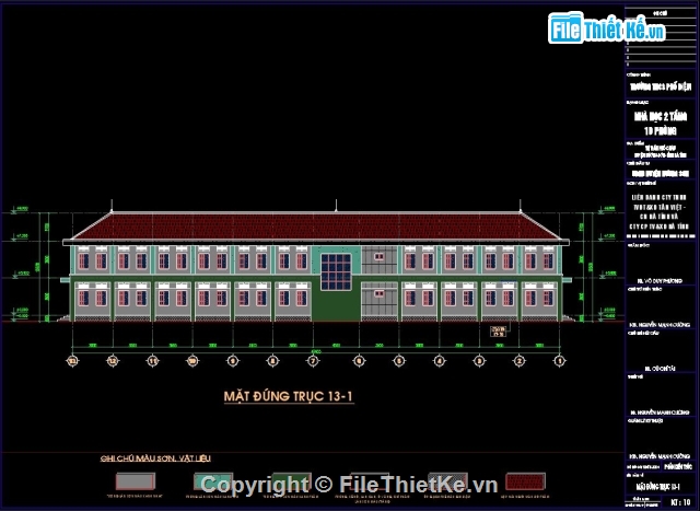 trường học,thi công trường học,bản vẽ trường học,vẽ trường học,Trường học 2 tầng