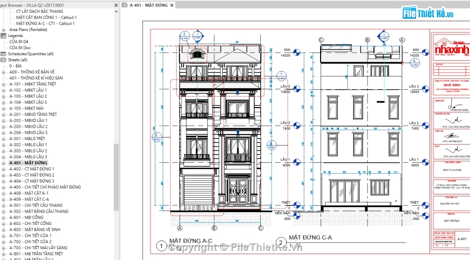 Hồ sơ thiết kế,kiến trúc 4 tầng,4 tầng,file revit 4 tầng