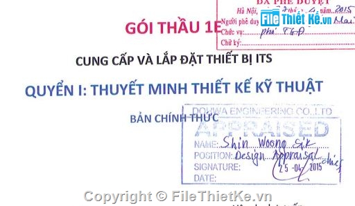 Hồ sơ thiết kế,Hồ sơ thiết kế kĩ thuật,lắp đặt thiết bị ITS