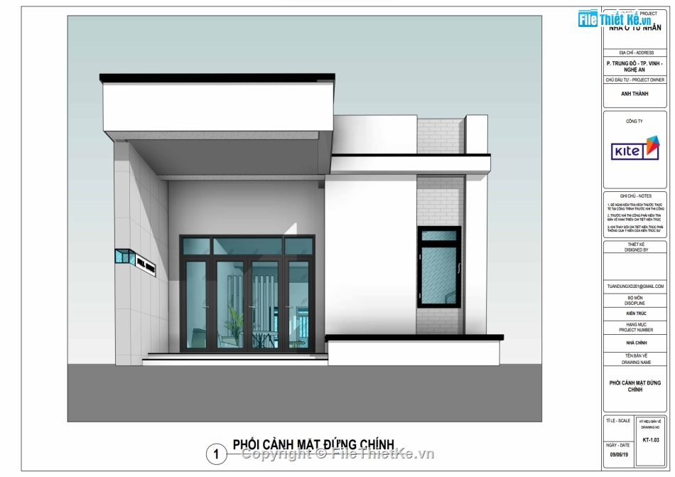 Revit nhà 1 tầng 7x14m,nhà phố 1 tầng 7x14m,File revit nhà phố 1 tầng,Kiến trúc nhà phố 1 tầng,bản vẽ revit nhà phố 1 tầng