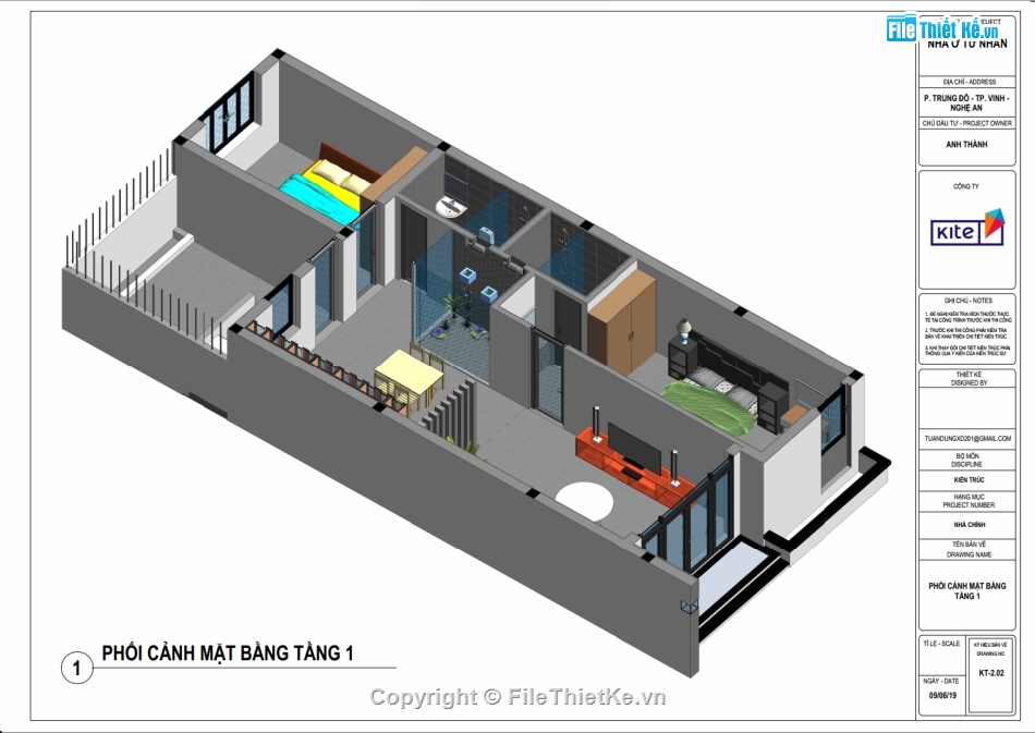 Revit nhà 1 tầng 7x14m,nhà phố 1 tầng 7x14m,File revit nhà phố 1 tầng,Kiến trúc nhà phố 1 tầng,bản vẽ revit nhà phố 1 tầng