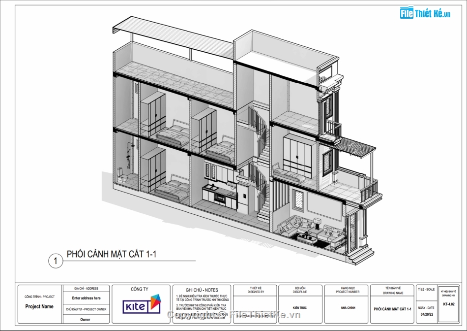 nhà phố 3 tầng,Revit nhà phố 3 tầng,file Revit nhà phố 3 tầng,bản vẽ nhà phố 3 tầng