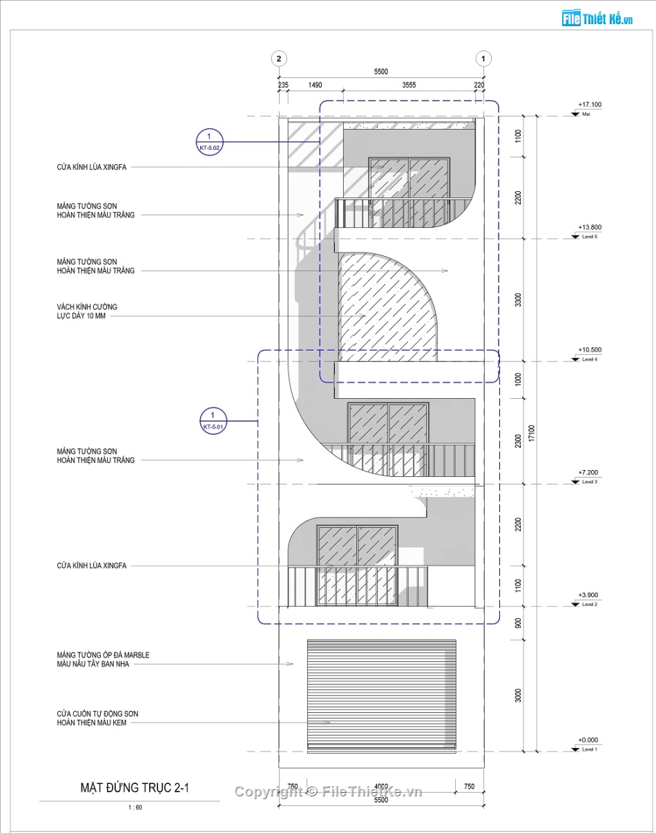 Hồ sơ thiết kế nhà phố 5 tầng,File revit nhà phố 5 tầng 5.5x16m,Kiến trúc nhà phố 5 tầng kết hợp kinh doanh