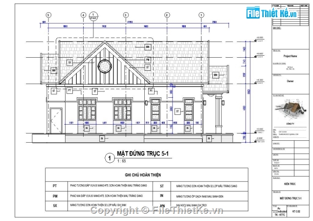 nhà cấp 4.9x13.5m,nhà cấp 4 đẹp,bản vẽ nhà cấp 4,biệt thự cấp 4 revit