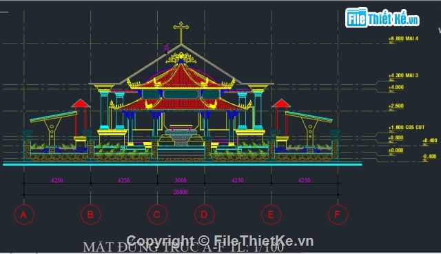 Bản vẽ cad Nhà thờ họ,bản vẽ nhà thờ họ,nhà thờ đẹp,bản vẽ nhà thờ