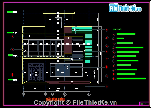 file cad nhà 2 tầng đẹp,kiến trúc nhà 2 tầng KC 5 tầng có thang máy,Nhà 2 tầng kt 10.7x10m có phối cảnh