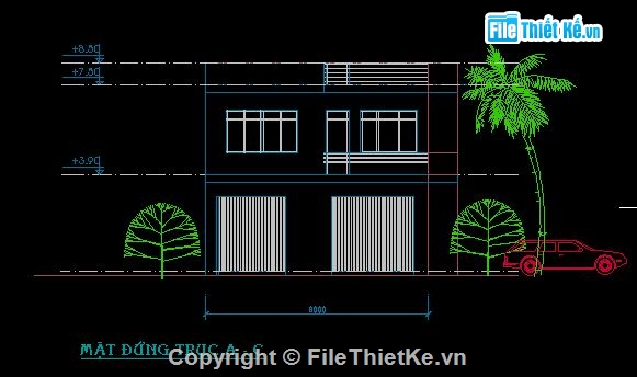 thiết kế nhà 2 tầng,nhà kích thước 8 x 15m,Hồ sơ thiết kế