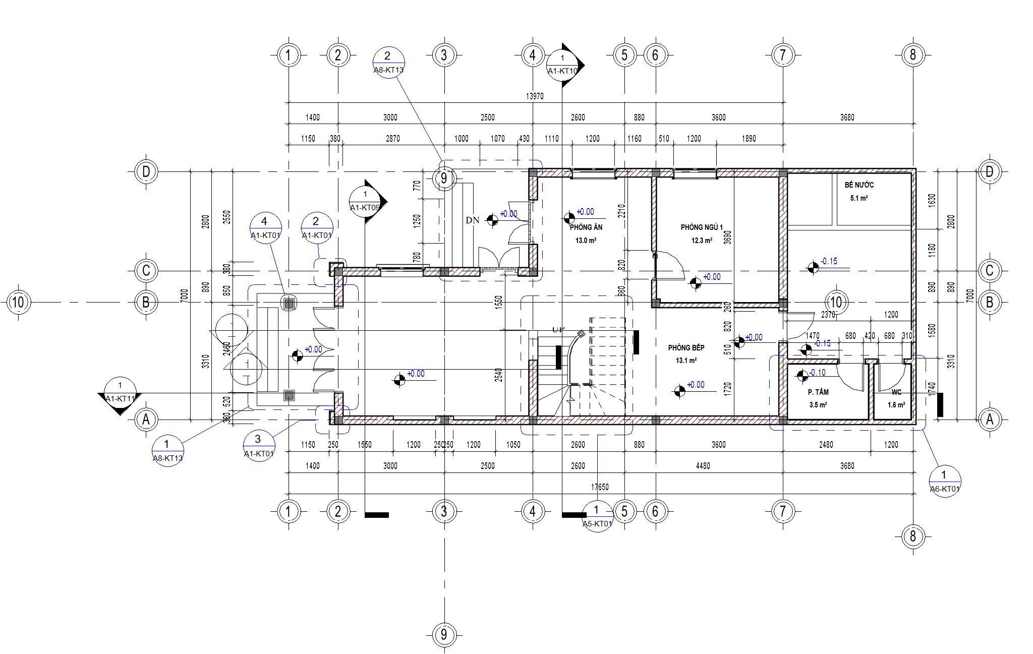 thiết kế nhà 2 tầng,file revit biệt thự 2 tầng,bản vẽ revit nhà 2 tầng,thiết kế nhà phố 2 tầng,Nhà phố 2 tầng 7x17.65m