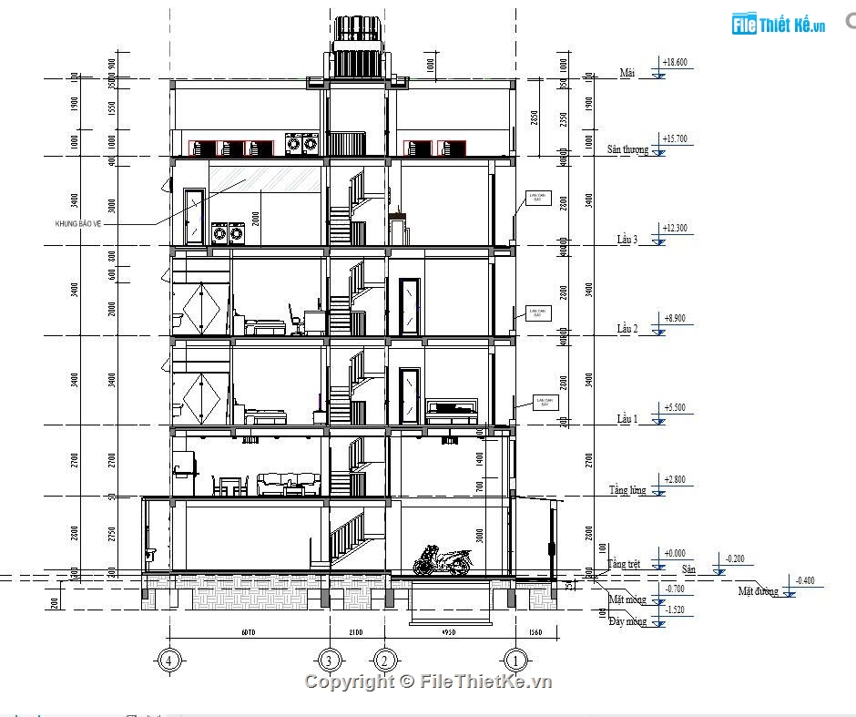 nhà phố 4x16m,bản vẽ full,kiến trúc nhà phố,nhà phố hiện đại