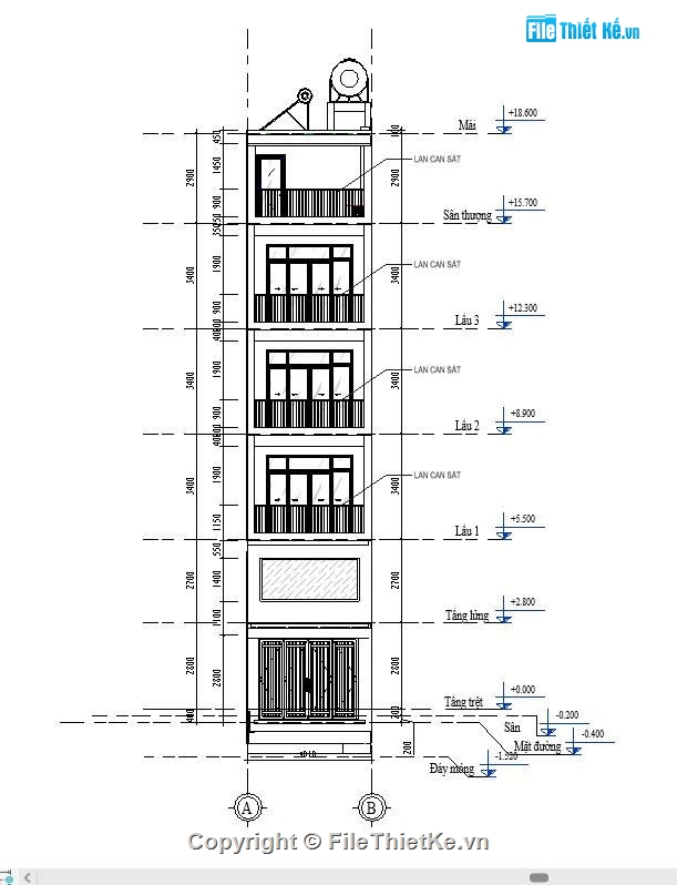 nhà phố 4x16m,bản vẽ full,kiến trúc nhà phố,nhà phố hiện đại