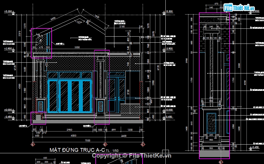 nhà cấp 4 đẹp 7x21m,autocad thiết kế nhà cấp 4,nhà cấp 4 hiện đại file cad,bản vẽ nhà cấp 4,nhà 1 tầng hiện đại