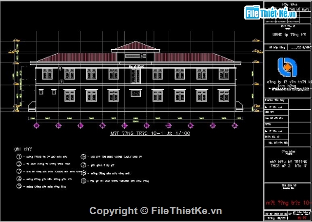 Hồ sơ thiết kế,Nhà hiệu bộ,Nhà 2 tầng,Nhà phố 2 tầng