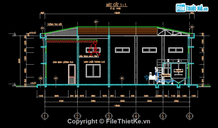 thiết kế nhà máy nước Tuy Hòa,file cad nhà máy nước,bản vẽ nhà máy nước