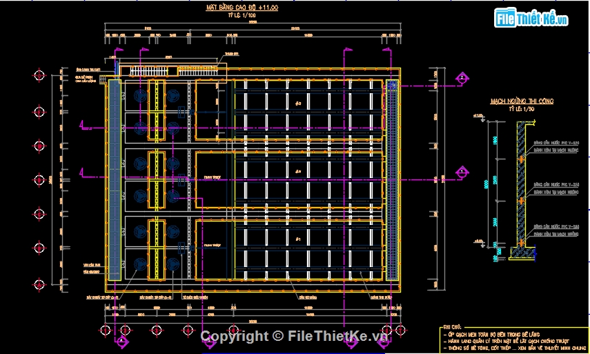 thiết kế nhà máy nước Tuy Hòa,file cad nhà máy nước,bản vẽ nhà máy nước