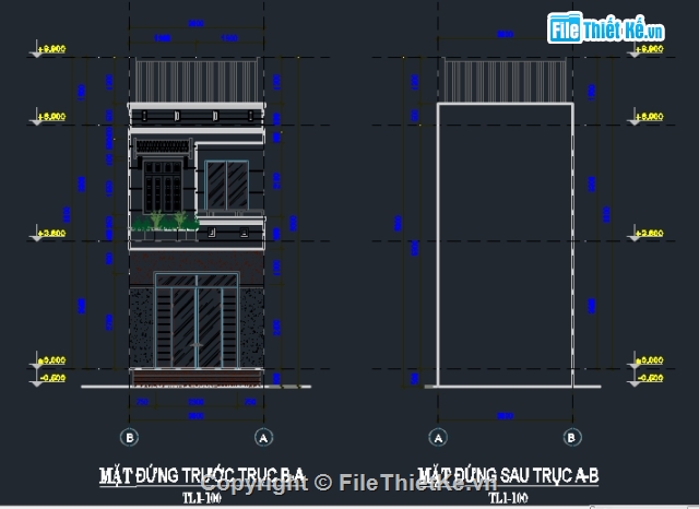 Hồ sơ thiết kế,nhà phố 2 tâng,bản vẽ nhà phố,nhà ở 2 tầng