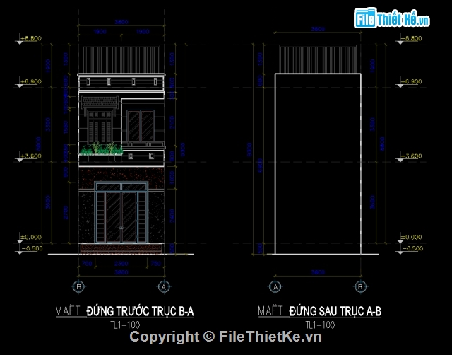 Hồ sơ thiết kế,nhà phố 2 tâng,bản vẽ nhà phố,nhà ở 2 tầng