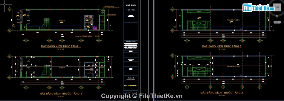 Nhà phố 3 tầng 5x20m,File cad nhà phố 3 tầng,bản vẽ nhà phố 3 tầng,nhà phố 3 tầng file cad,file autocad nhà phố 3 tầng