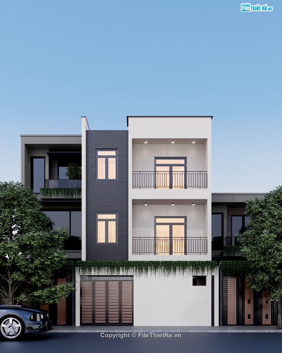 Hồ sơ thiết kế,Bản vẽ thiết kế,Nhà phố 3 tầng hiện đại,Nhà phố hiện đại,Nhà phố 3 tầng,Nhà phố 3 tầng 7.4x17m
