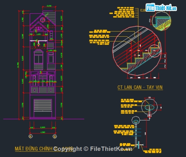 nhà 4 x 17m,bản vẽ nhà ở,nhà phố 4x17m,nhà 4 tầng,nhà phố 4 tầng,nhà phố 4 tầng 4x17m