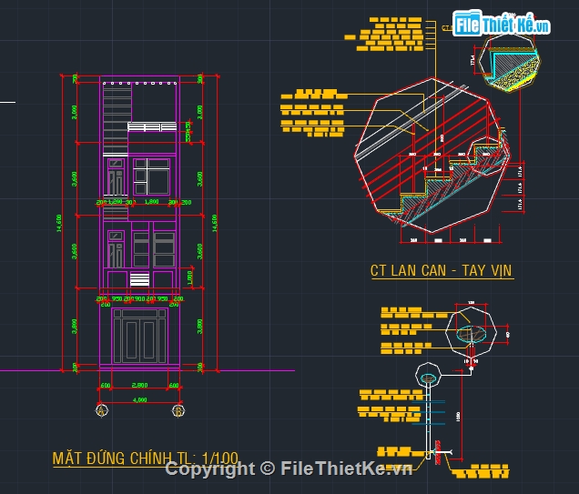 nhà 4 x 17m,bản vẽ nhà ở,nhà phố 4x17m,nhà 4 tầng,nhà phố 4 tầng,nhà phố 4 tầng 4x17m