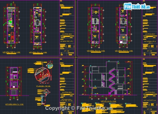 nhà 4 x 17m,bản vẽ nhà ở,nhà phố 4x17m,nhà 4 tầng,nhà phố 4 tầng,nhà phố 4 tầng 4x17m