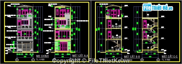 Bản vẽ nhà phố 4 tầng,Nhà phố 5x18m,kiến trúc 4 tầng