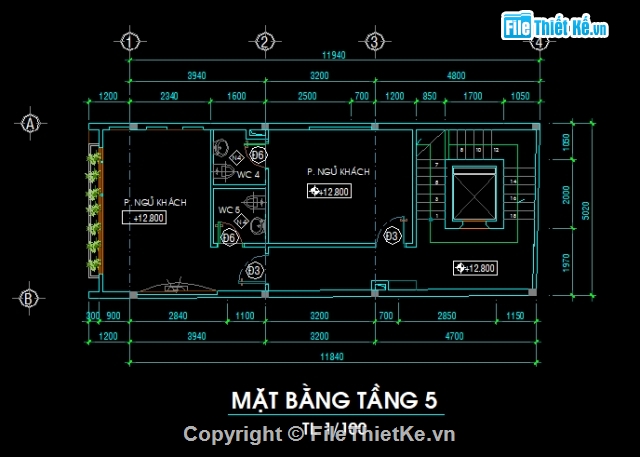 Hồ sơ,bản vẽ nhà phố,5 tầng,tầng hầm,5x12m,mặt tiền 5m