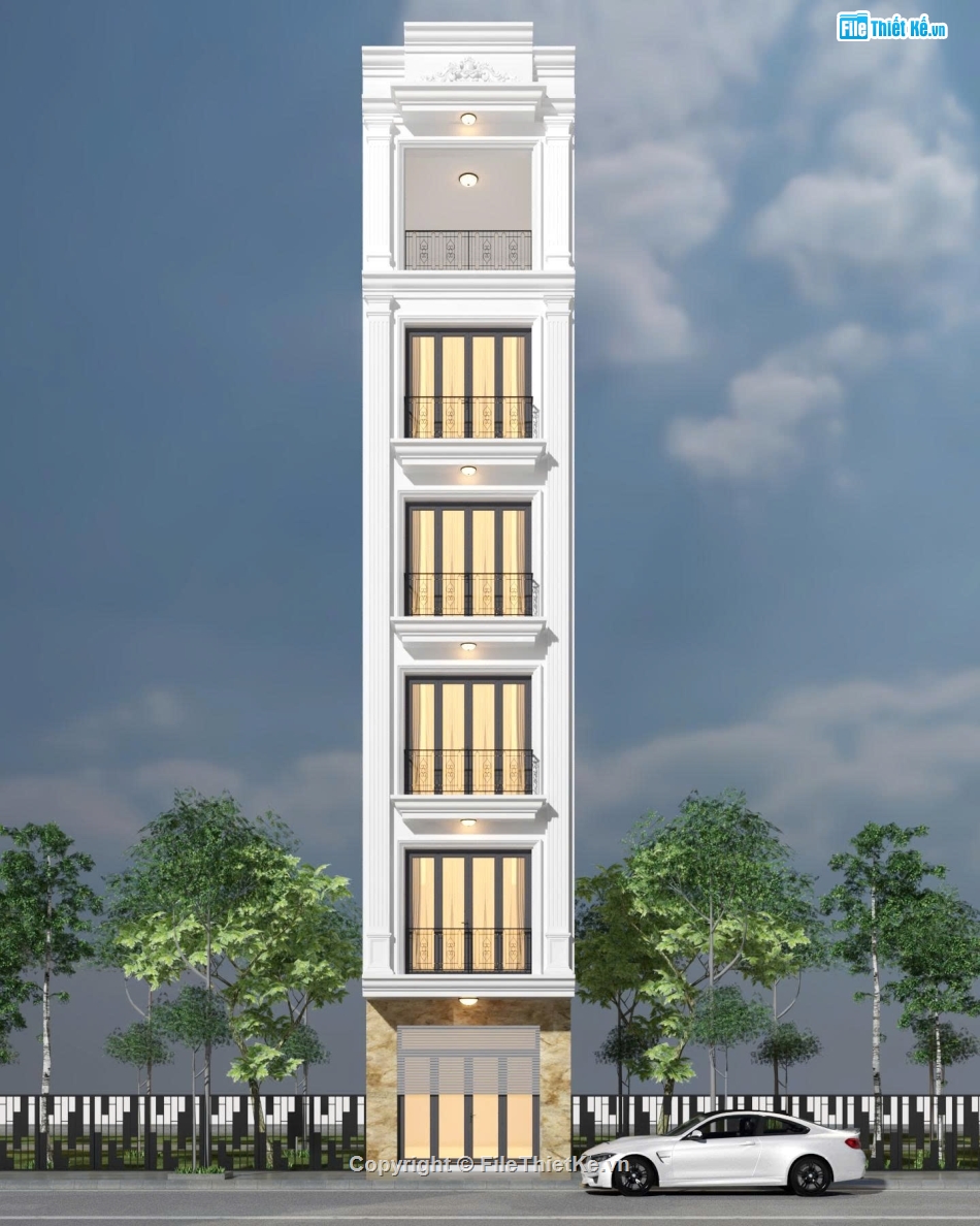 Hồ sơ thiết kế,Bản vẽ thiết kế,Nhà phố 6 tầng tân cổ điển,Nhà phố tân cổ điển,Nhà phố 6 tầng,nhà phố 6 tầng 4mx10m