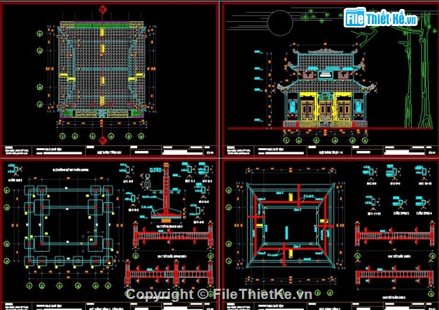 thiết kế nhà thờ,Cad nhà thờ tộc,bản vẽ nhà thờ,bản vẽ cad nhà thờ họ