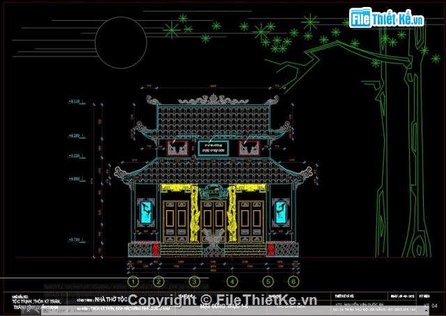 thiết kế nhà thờ,Cad nhà thờ tộc,bản vẽ nhà thờ,bản vẽ cad nhà thờ họ