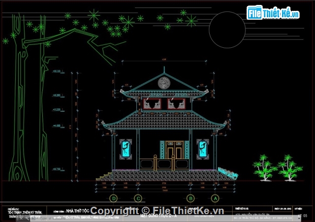 thiết kế nhà thờ,Cad nhà thờ tộc,bản vẽ nhà thờ,bản vẽ cad nhà thờ họ