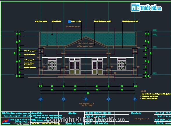 thiết kế nhà văn hóa,Nhà văn hóa 1 tầng,Nhà văn hóa 10.5x15m,Full bản vẽ nhà văn hóa