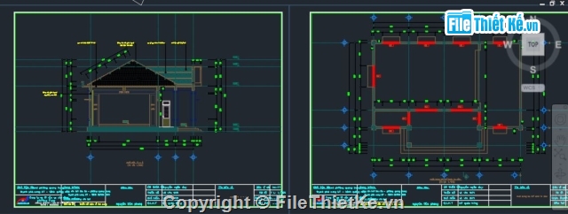 thiết kế nhà văn hóa,Nhà văn hóa 1 tầng,Nhà văn hóa 10.5x15m,Full bản vẽ nhà văn hóa